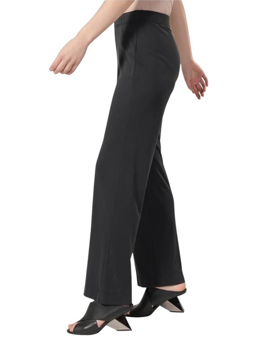 Alembika Essential Straight Leg Pants Charcoal Subtle Stripe NWT Minimalist - Picture 4 of 13